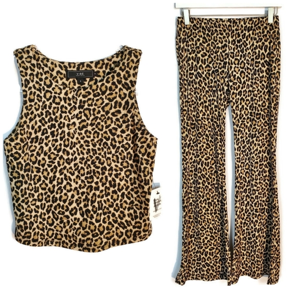 Vibe Pants - Vibe 2 pc cheetah print tank top and pant.